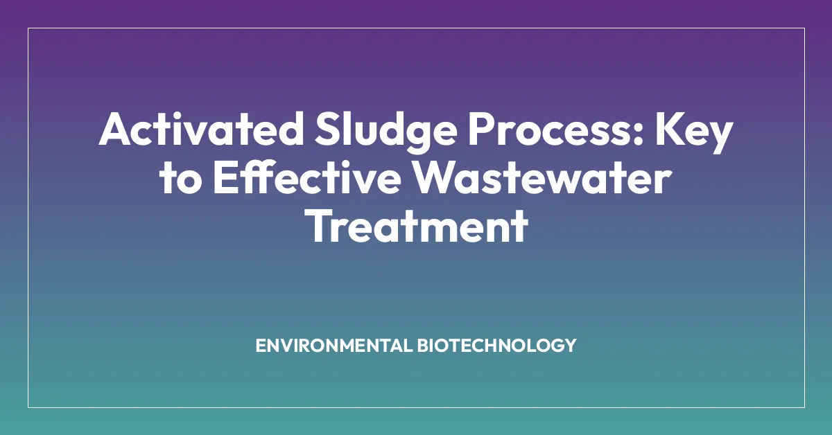 Activated Sludge Process: Key to Effective Wastewater Treatment
