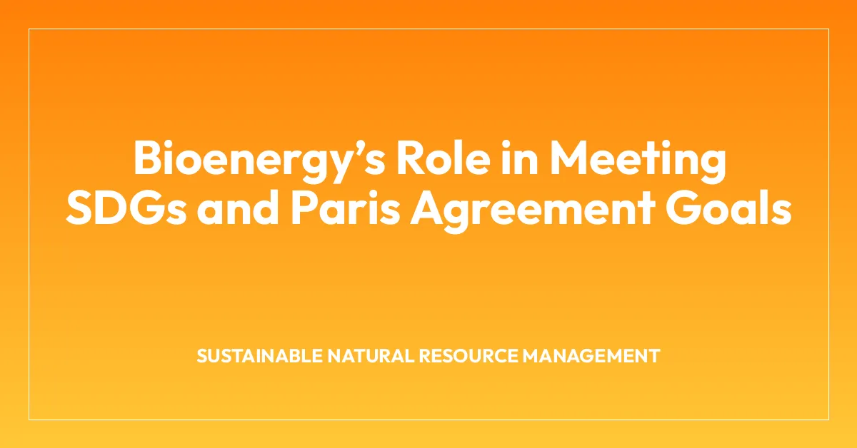 Bioenergyโs Role in Meeting SDGs and Paris Agreement Goals