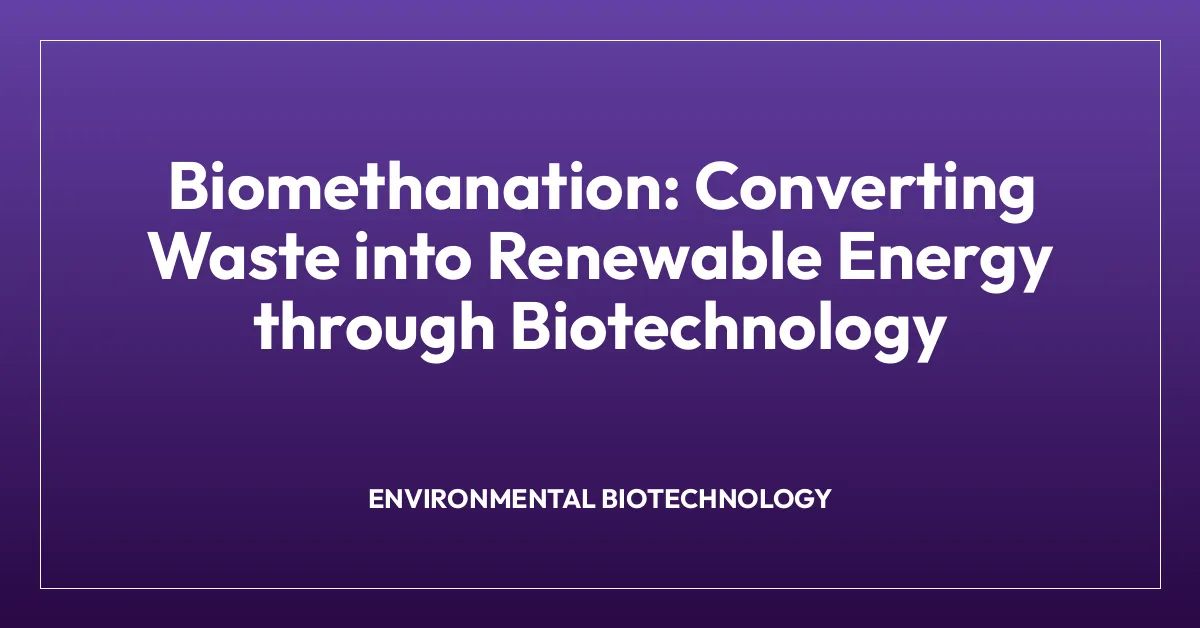 Biomethanation: Converting Waste into Renewable Energy through Biotechnology