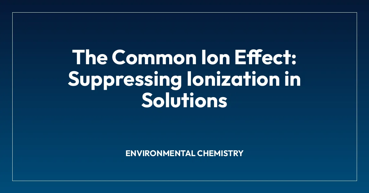 The Common Ion Effect: Suppressing Ionization in Solutions