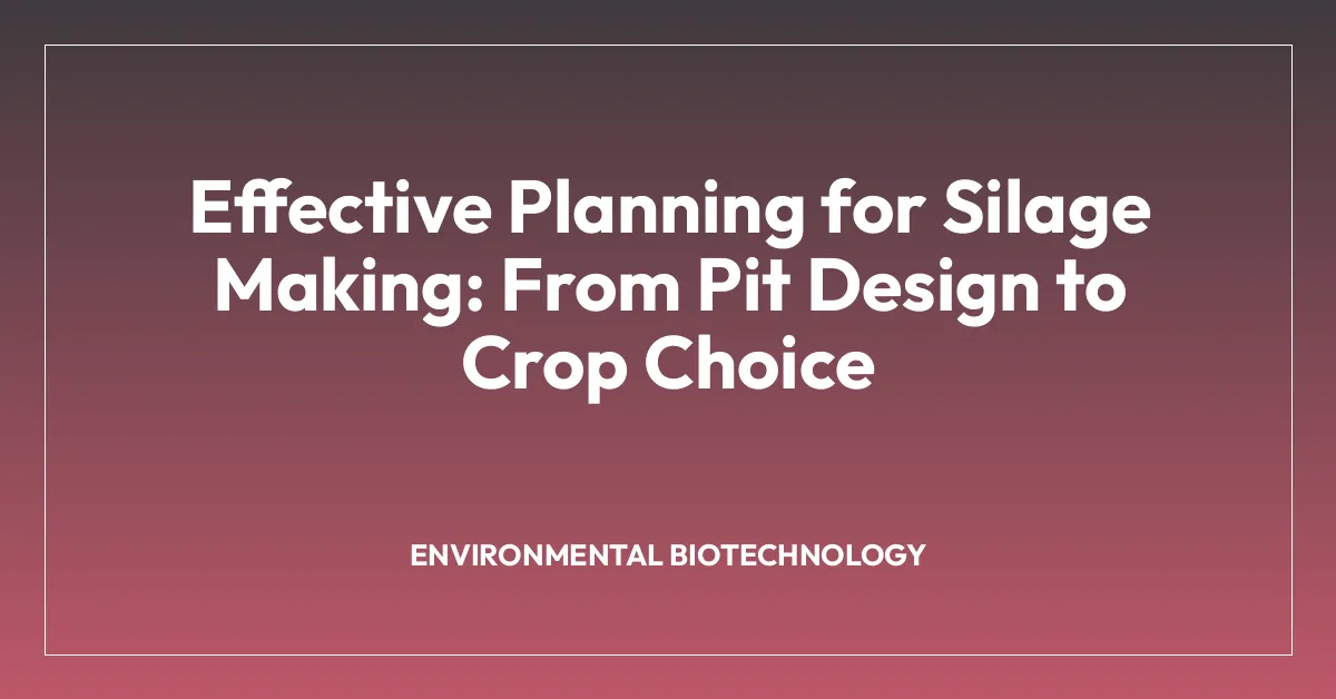 Effective Planning for Silage Making: From Pit Design to Crop Choice