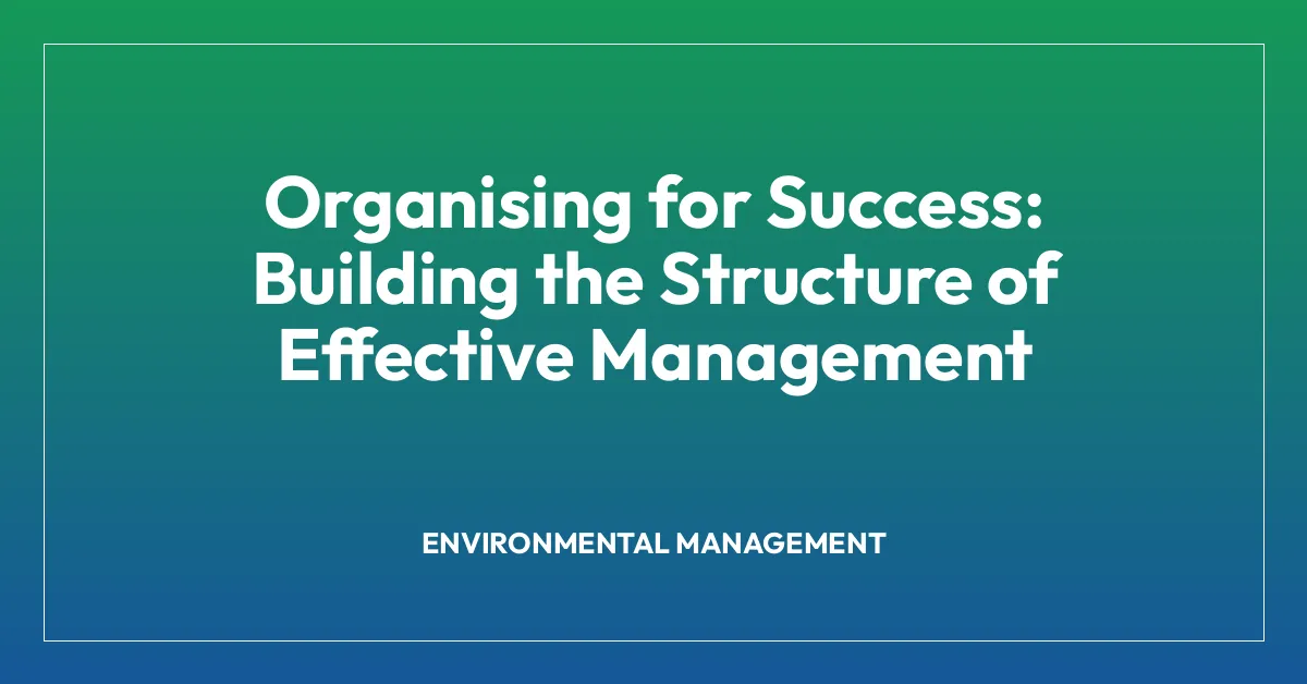Organising for Success: Building the Structure of Effective Management