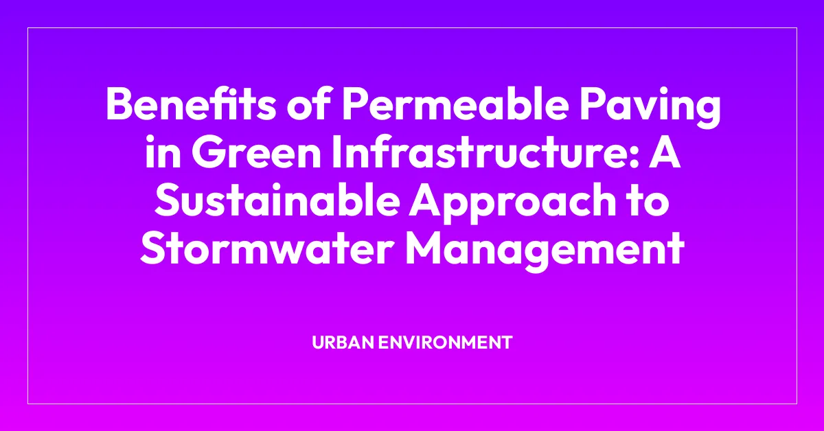 Benefits of Permeable Paving in Green Infrastructure: A Sustainable Approach to Stormwater Management