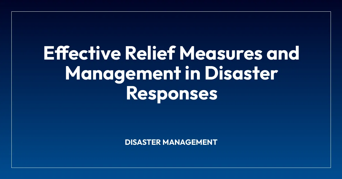 Effective Relief Measures and Management in Disaster Responses