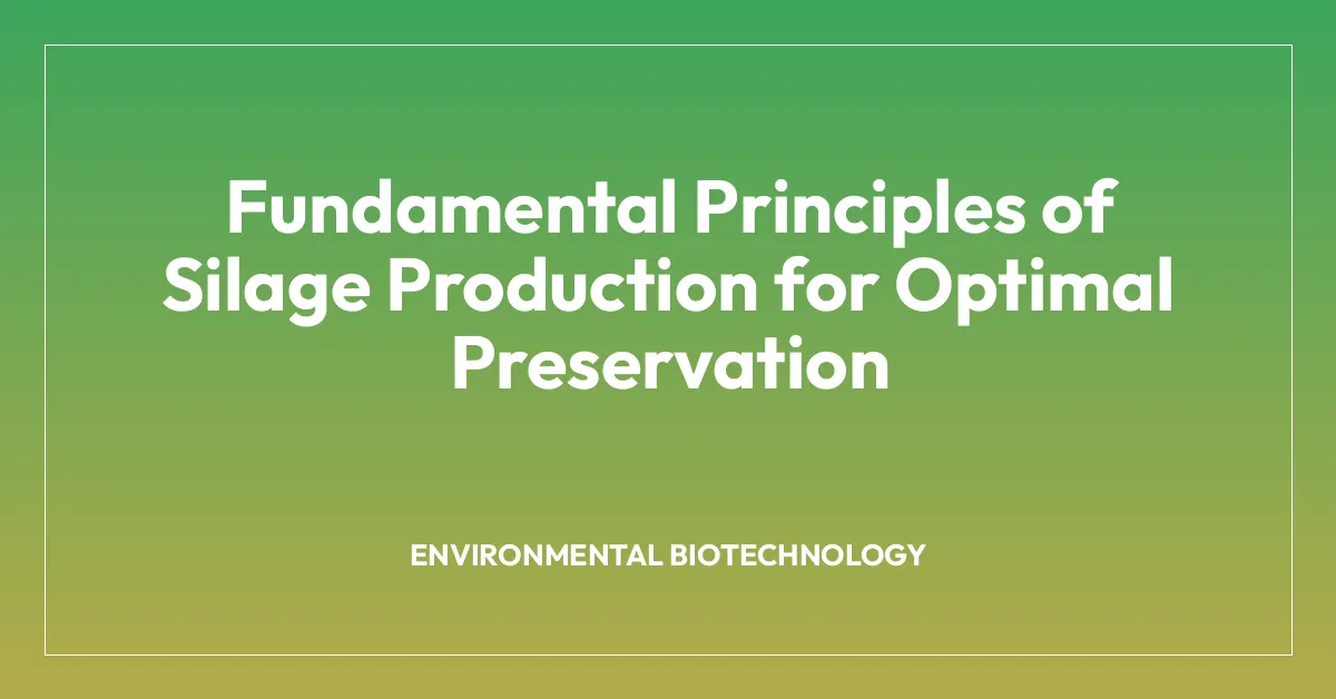 Fundamental Principles of Silage Production for Optimal Preservation