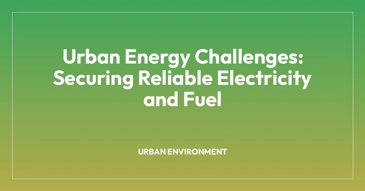 Urban Energy Challenges: Securing Reliable Electricity and Fuel