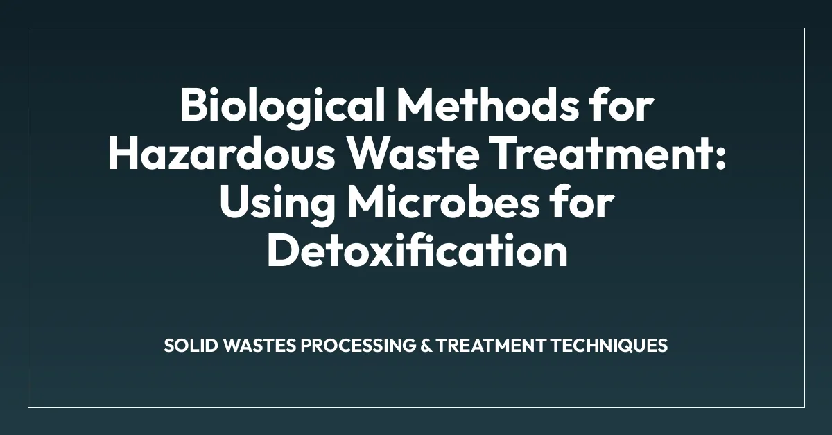 Biological Methods for Hazardous Waste Treatment: Using Microbes for Detoxification
